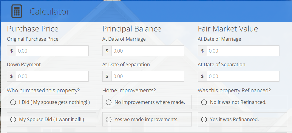 screenshot of Moore Marsden Calculator